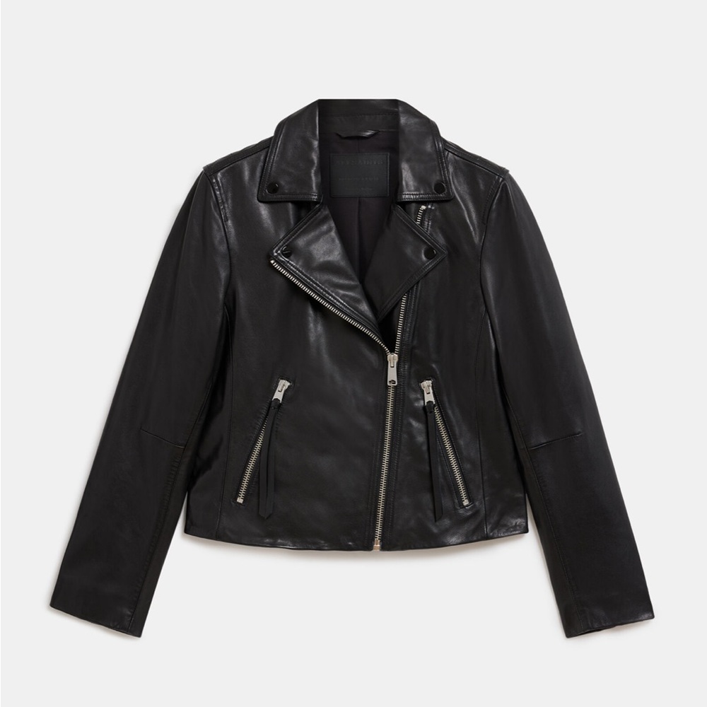 All Saints Dalby Slim Fit Leather Biker Jacket